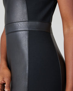 Spanx: Leather-Like Combo Fitted Dress - 20393R
