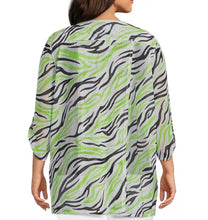 Load image into Gallery viewer, Multiples: Neon Green Zebra Print Cardigan - M23607JM
