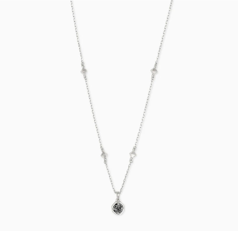 Kendra Scott: Nola Silver Pendant Necklace In Platinum Drusy