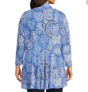 Multiples : Blue batik floral print kimono - M13110JMi