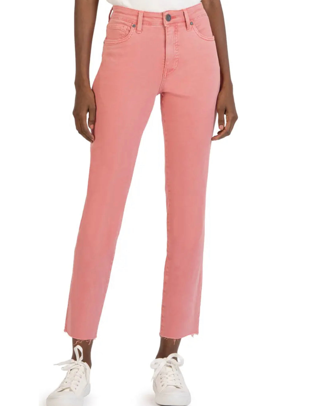 Kut: Reese High Rise Straight Leg in Soft Coral