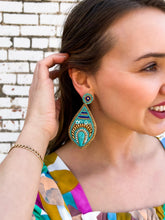 Load image into Gallery viewer, Fun &amp; Fabulous: Turquoise Beaded Drop Earrings - 36

