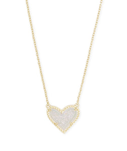 Kendra Scott: Ari Heart Short Necklace - Gold Iridescent Drusy - The Vogue Boutique