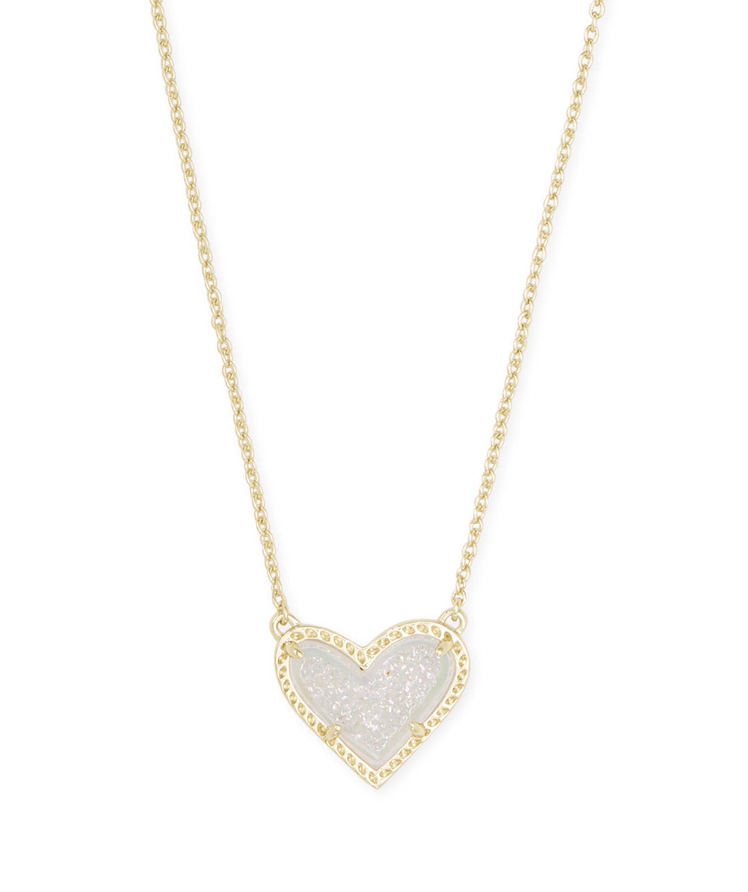 Kendra Scott: Ari Heart Short Necklace - Gold Iridescent Drusy - The Vogue Boutique