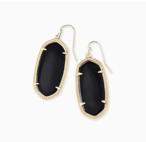 Kendra Scott: Elle Gold Drop Earrings In Black Opaque Glass