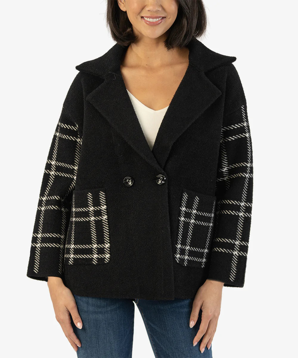 Kut: Azalea Coat in Black and White - KJ50701