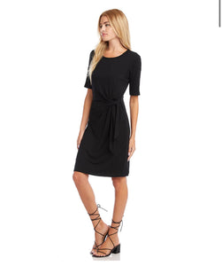 Karen Kane: Short Sleeve Tie-Front Dress in Black