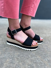 Load image into Gallery viewer, TOMS: Diana Wedge Sandals Black Canvas
