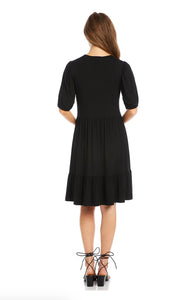 Karen Kane: Poof Sleeve Tiered Dress in Black 2L13157