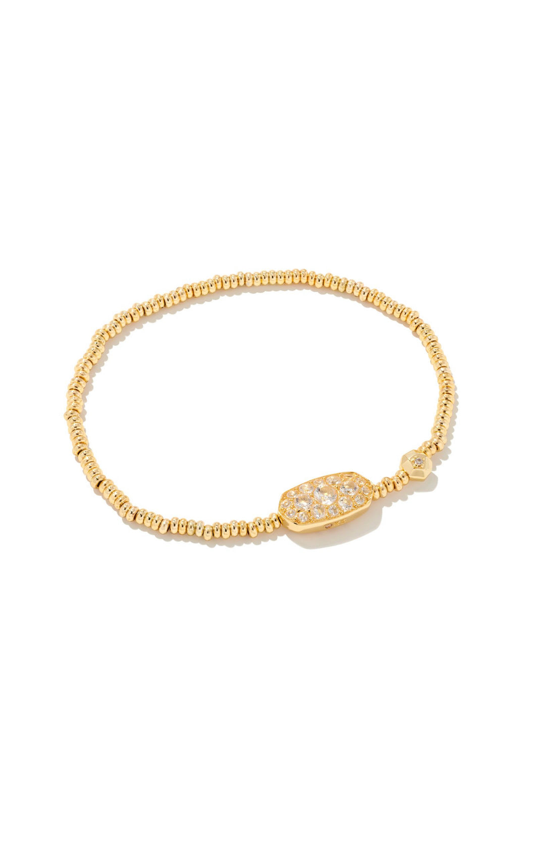 Kendra Scott: Grayson Gold Crystal Stretch Bracelet in White Crystal