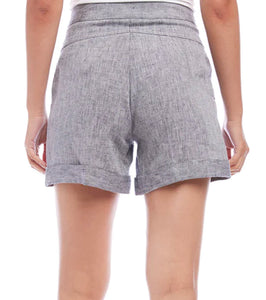 Karen Kane: High Waist Grey Pleated Shorts