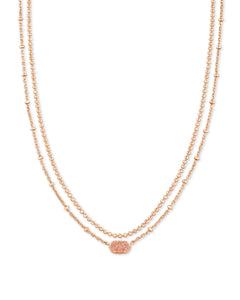 Kendra Scott: Emilie Rose Gold Multi Strand Necklace In Sand Drusy