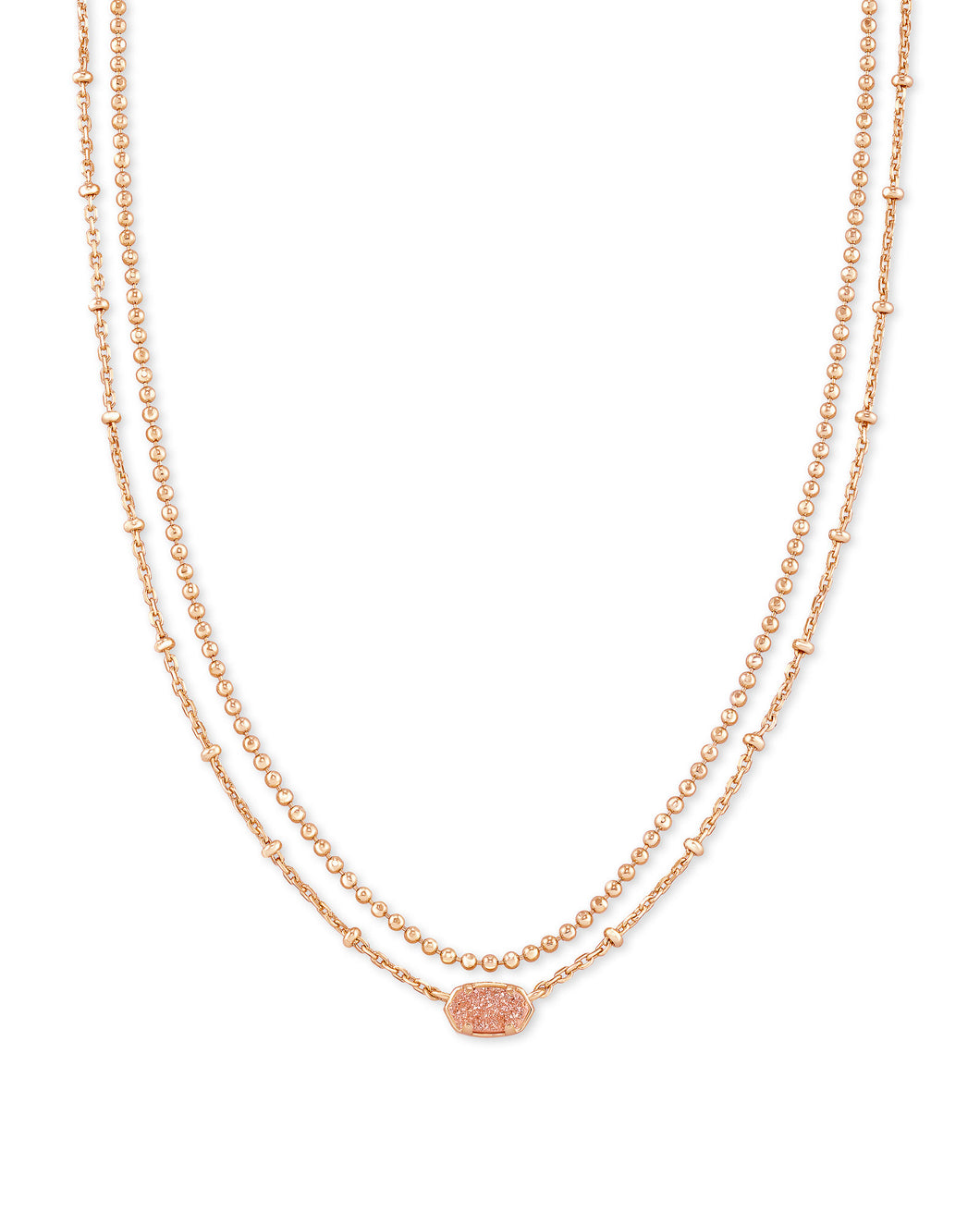 Kendra Scott: Emilie Rose Gold Multi Strand Necklace In Sand Drusy