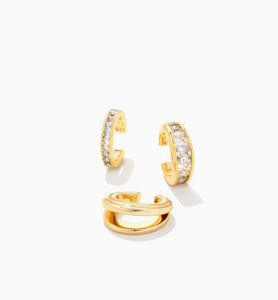 Kendra Scott: Parker Gold Ear Cuff Set in White Crystal