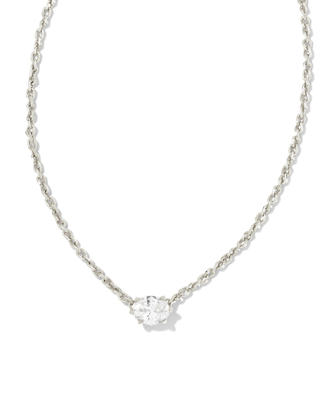 Kendra Scott: Cailin Silver Pendant Necklace in White Crystal