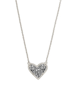 Kendra Scott: Ari Heart Short Pendant - Platinum Drusy - The Vogue Boutique