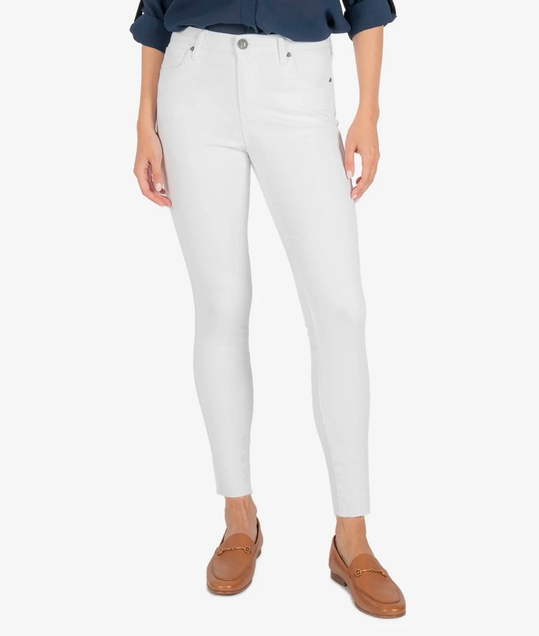 Kut: Connie High Rise Ankle Skinny - Optic White