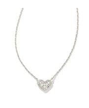 Load image into Gallery viewer, Kendra Scott: Ari Pave Crystal Heart Necklace Rhod Metal White Crystal
