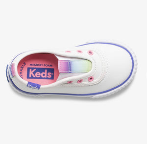 Keds: Kids Topkick Slip On in White Leather