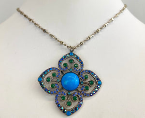 Mariana: Large Blue Pendant Necklace N-5050-M3322-SP