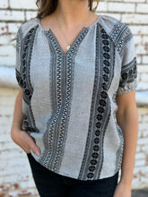 Load image into Gallery viewer, Ivy Jane: Black Jacquard Peasant Top - 641354
