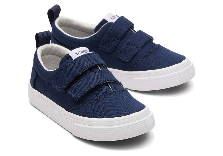 TOMS: Kids Fenix Double Strap Navy Shoes