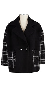 Kut: Azalea Coat in Black and White - KJ50701