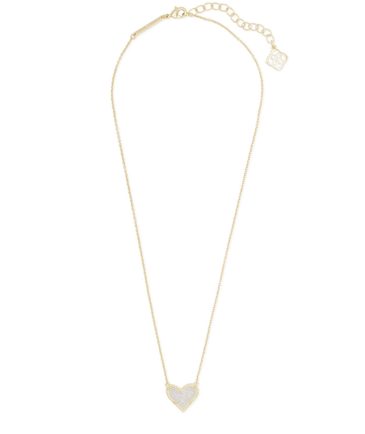 Kendra Scott: Ari Heart Short Necklace - Gold Iridescent Drusy - The Vogue Boutique