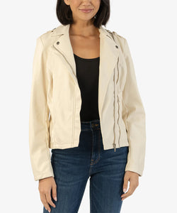 Kut: Maeve-Pu Moto Jacket in Ivory - KJ50401