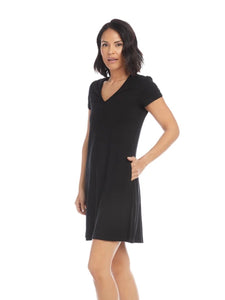 Karen Kane Quinn Black V-Neck Pocket Dress L14244
