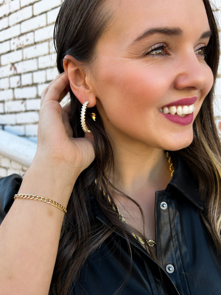 Kendra Scott: Juliette Gold White Crystal Hoops