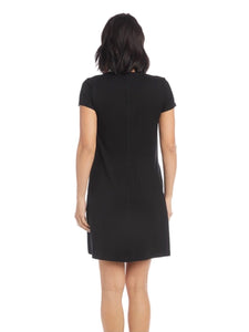 Karen Kane Quinn Black V-Neck Pocket Dress L14244