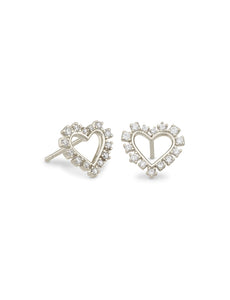 Kendra Scott: Ari Heart Crystal Silver Stud Earrings