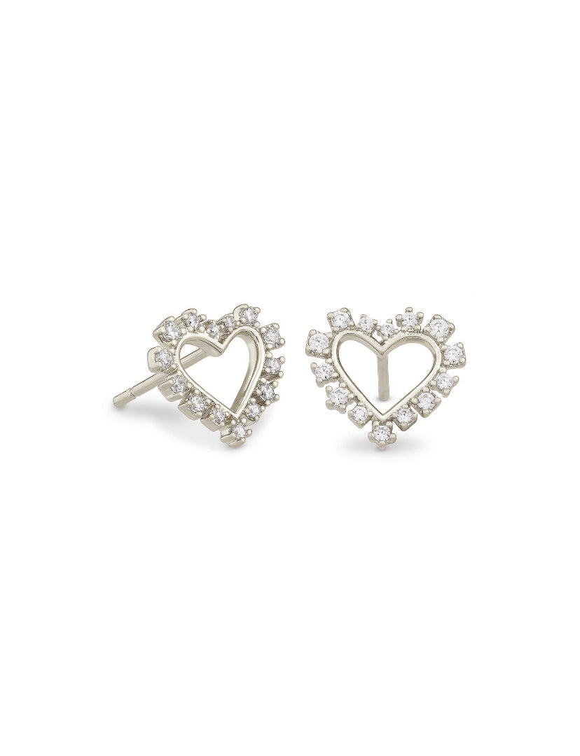 Kendra Scott: Ari Heart Crystal Silver Stud Earrings