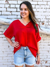 Load image into Gallery viewer, Glam: Red V-Neck Top - GT5529
