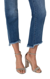 Liverpool: Hannah Crop Flare Jeans With Curved Fray Hem in Orielle
