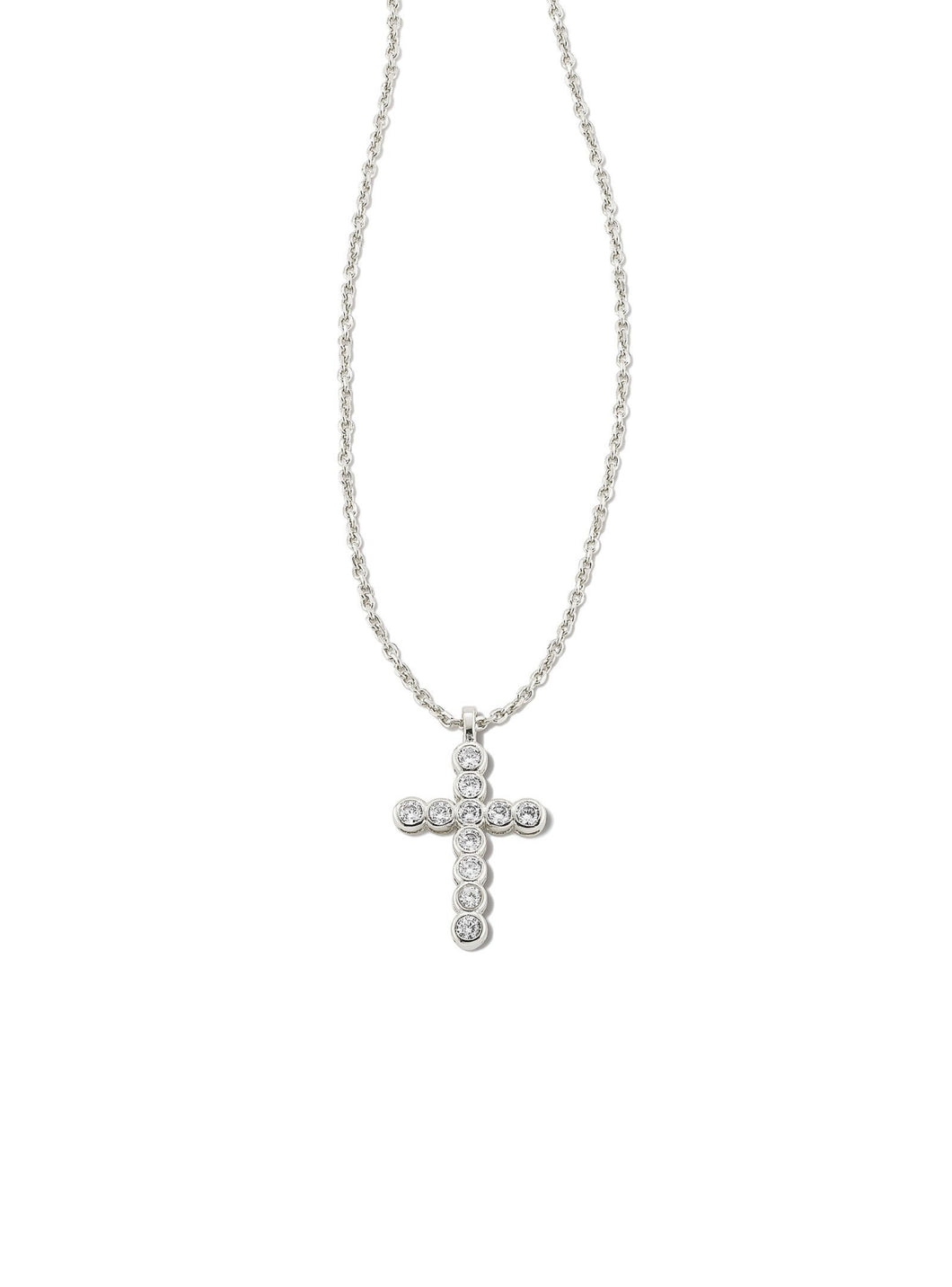 Kendra Scott: Cross Necklace in Silver White Crystal