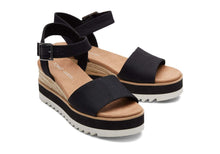 Load image into Gallery viewer, TOMS: Diana Wedge Sandals Black Canvas
