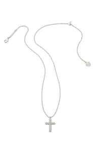 Kendra Scott: Cross Necklace in Silver White Crystal