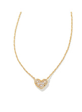 Load image into Gallery viewer, Kendra Scott: Ari Pave Crystal Heart Necklace Gold Metal White Crystal
