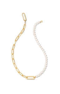 Kendra Scott: Ashton Half Chain Gold Pearl Necklace