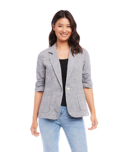 Karen Kane: Grey Ruched Sleeve Jacket - 1L04629