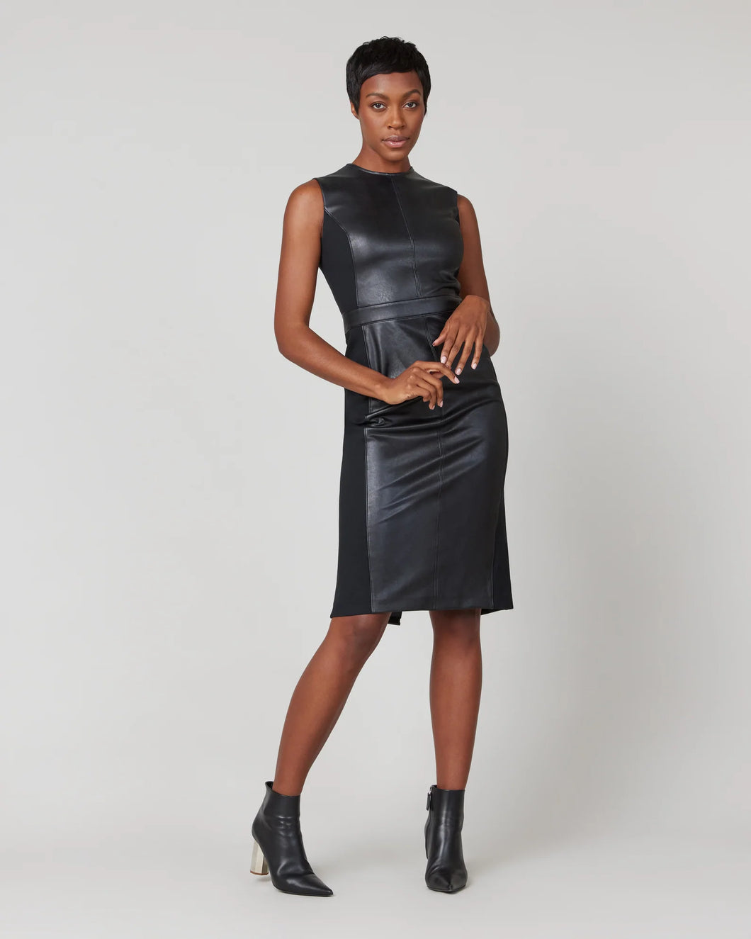 Spanx: Leather-Like Combo Fitted Dress - 20393R