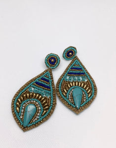 Fun & Fabulous: Turquoise Beaded Drop Earrings - 36