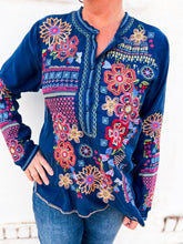 Load image into Gallery viewer, Johnny Was: Katie Blue Night Blouse - B10223B3
