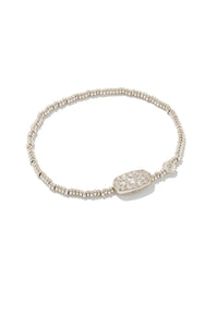 Kendra Scott: Grayson Silver Crystal Stretch Bracelet in White Crystal