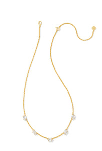 Kendra Scott: Cailin Gold Crystal Strand Necklace in White Crystal