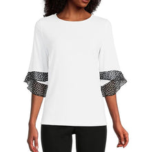 Load image into Gallery viewer, Multiples: Black and White Flounce Sleeve Top - M22509TM

